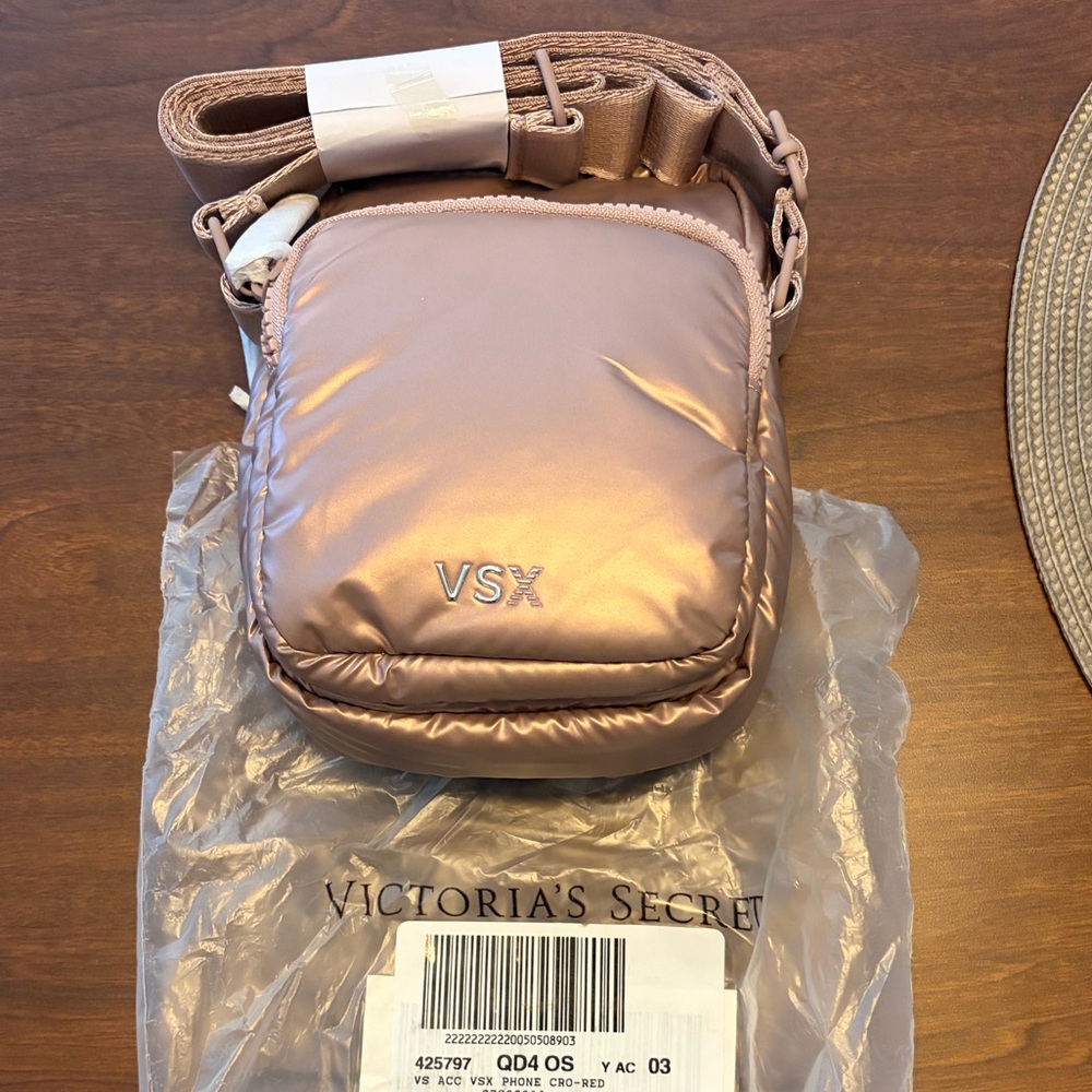 Victoria's Secret Metallic Rose Gold VSX Crossbody Bag